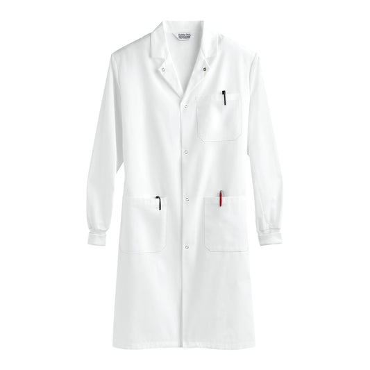 Lab Coat White Medium Knee Length 80% Polyester / 20% Cotton Reusable - 439-M