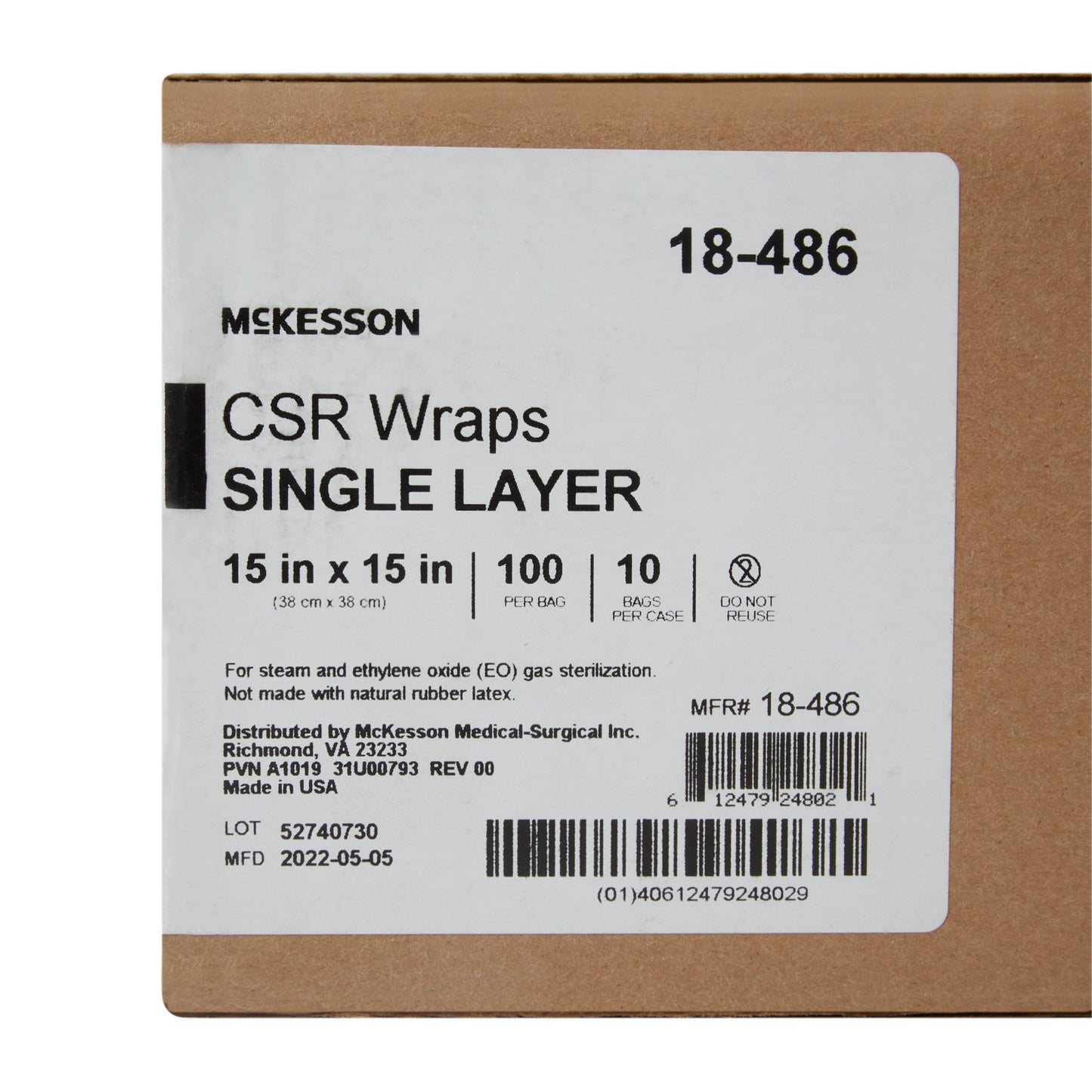 McKesson Single Layer Sterilization Wrap, 15 x 15 Inch 18-486