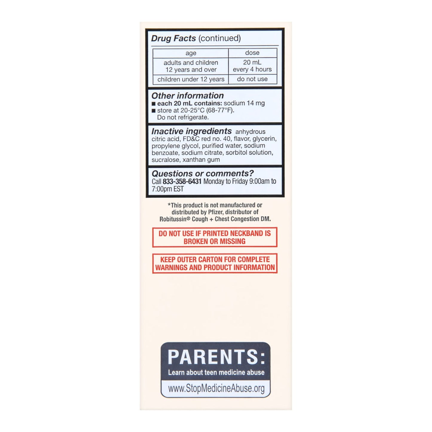 Foster & Thrive™ Adult Tussin DM Liquid, Raspberry Flavor 70677103501