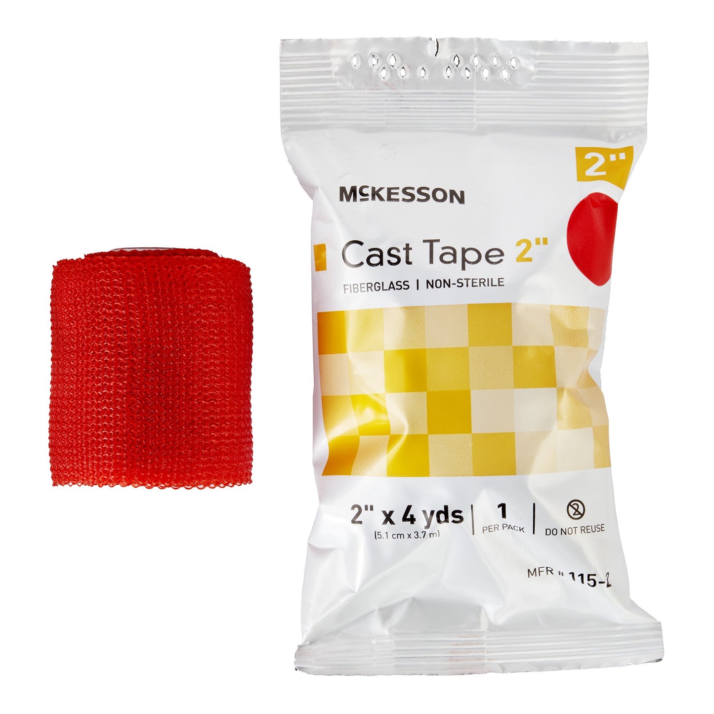 Cast Tape McKesson 2 Inch X 12 Foot Fiberglass Red - 115-2R