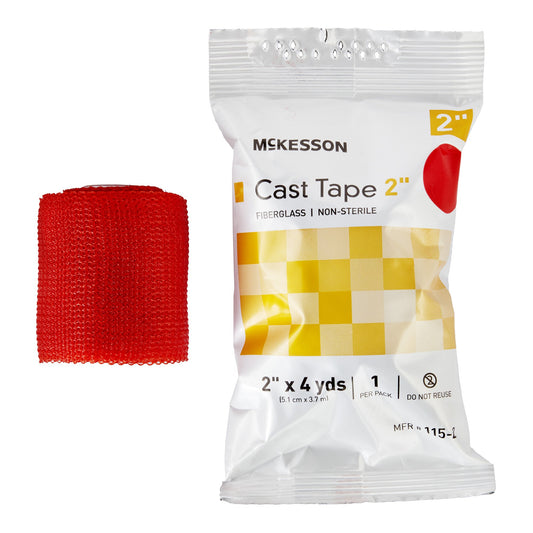Cast Tape McKesson 2 Inch X 12 Foot Fiberglass Red - 115-2R