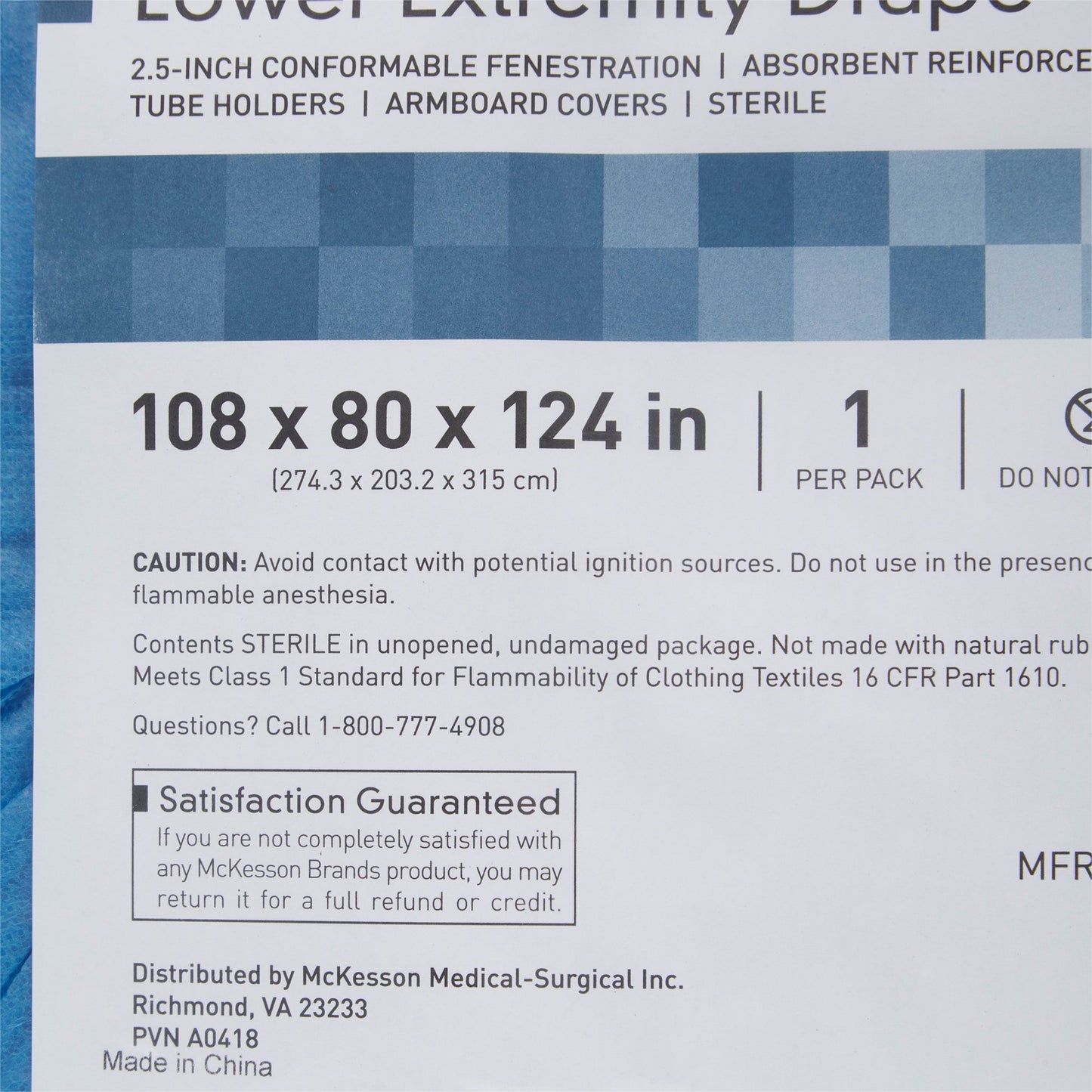 McKesson Sterile Lower Extremity Drape, 108 x 80 x 124 Inch 183-I80-09158G-S