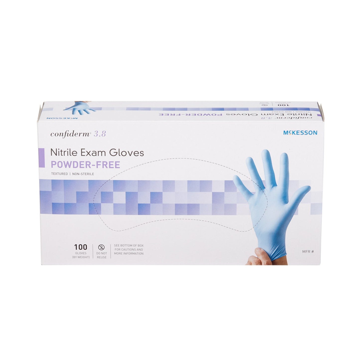 McKesson Confiderm® 3.8 Nitrile Exam Glove, Large, Blue 14-688