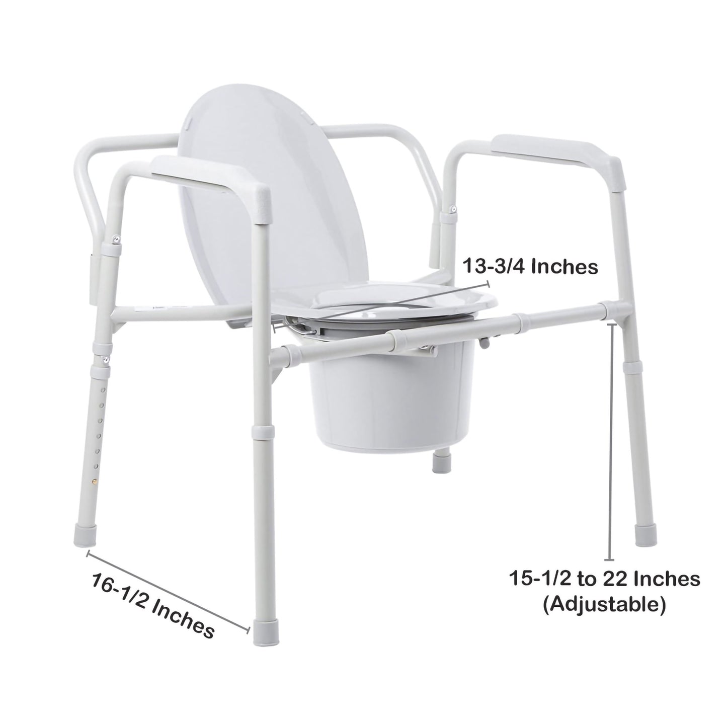 McKesson Fixed Arm Steel Folding Commode Chair, 15½ – 22 Inch 146-11117N-1