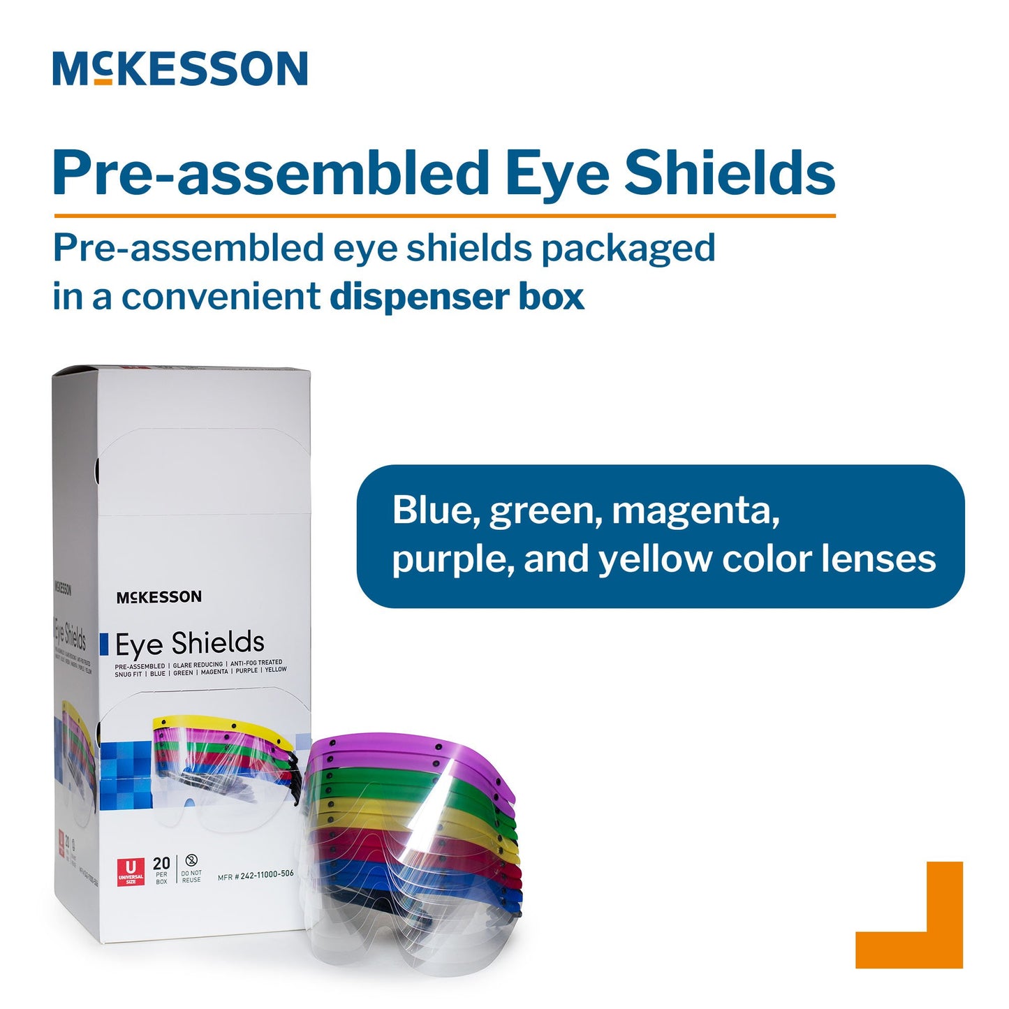 Eye Shield with Dispenser McKesson Pre-Assembled Anti-fog / Anti-glare / Anti-static Coating Clear Tint Black Frame Over Ear One Size Fits Most 242-11000-506