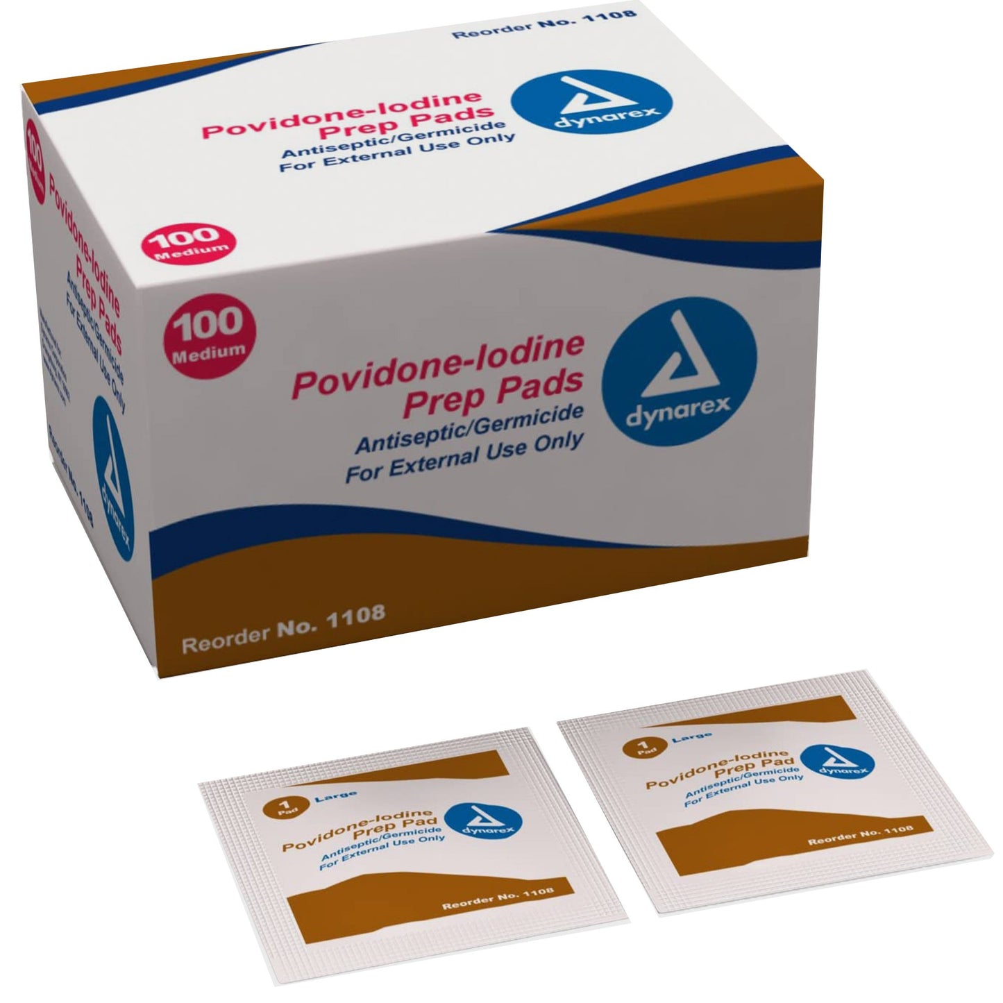 PVP Prep Pad Dynarex® 10% Strength Povidone-Iodine Individual Packet Medium NonSterile - 1108