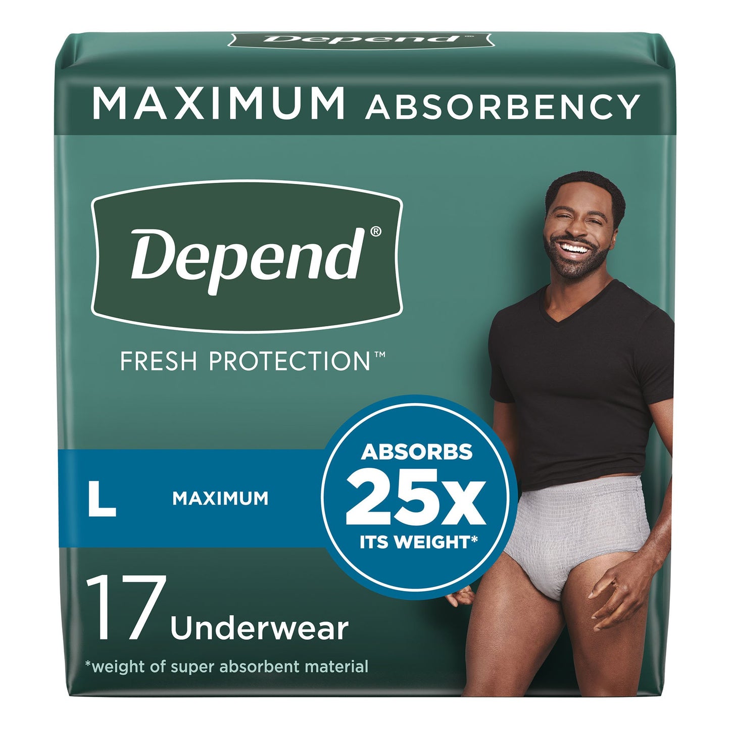 Depend® Fresh Protection™ Men's Maximum Absorbency Underwear, Large 47926