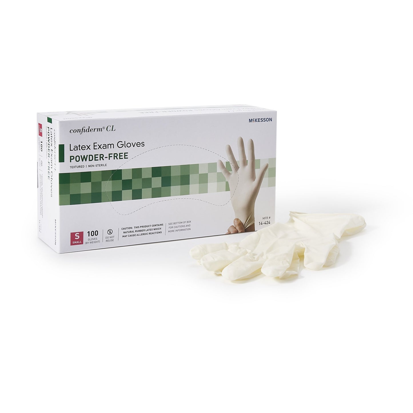 McKesson Confiderm® CL Latex Exam Glove, Small, Ivory 14-424