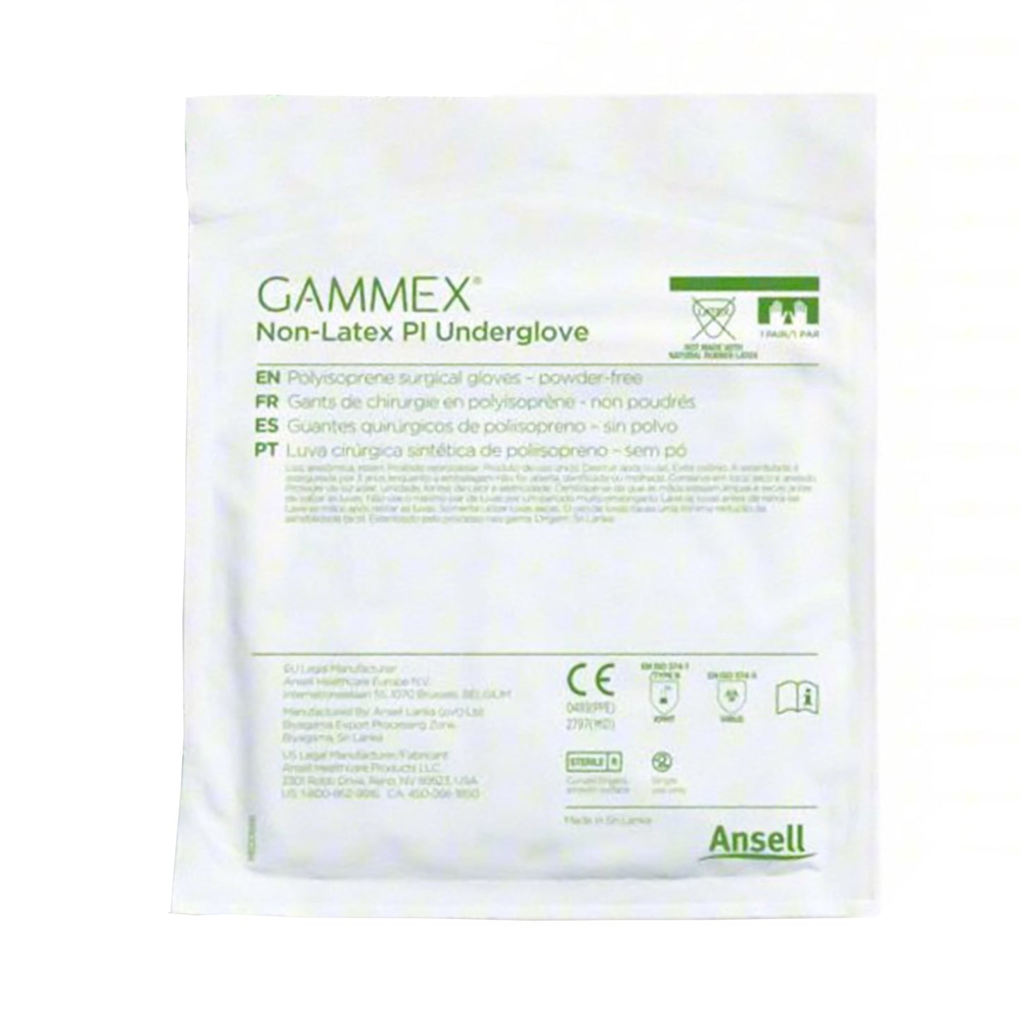 Gammex® Non-Latex PI Polyisoprene Surgical Underglove, Size 6.5, Green 20687265