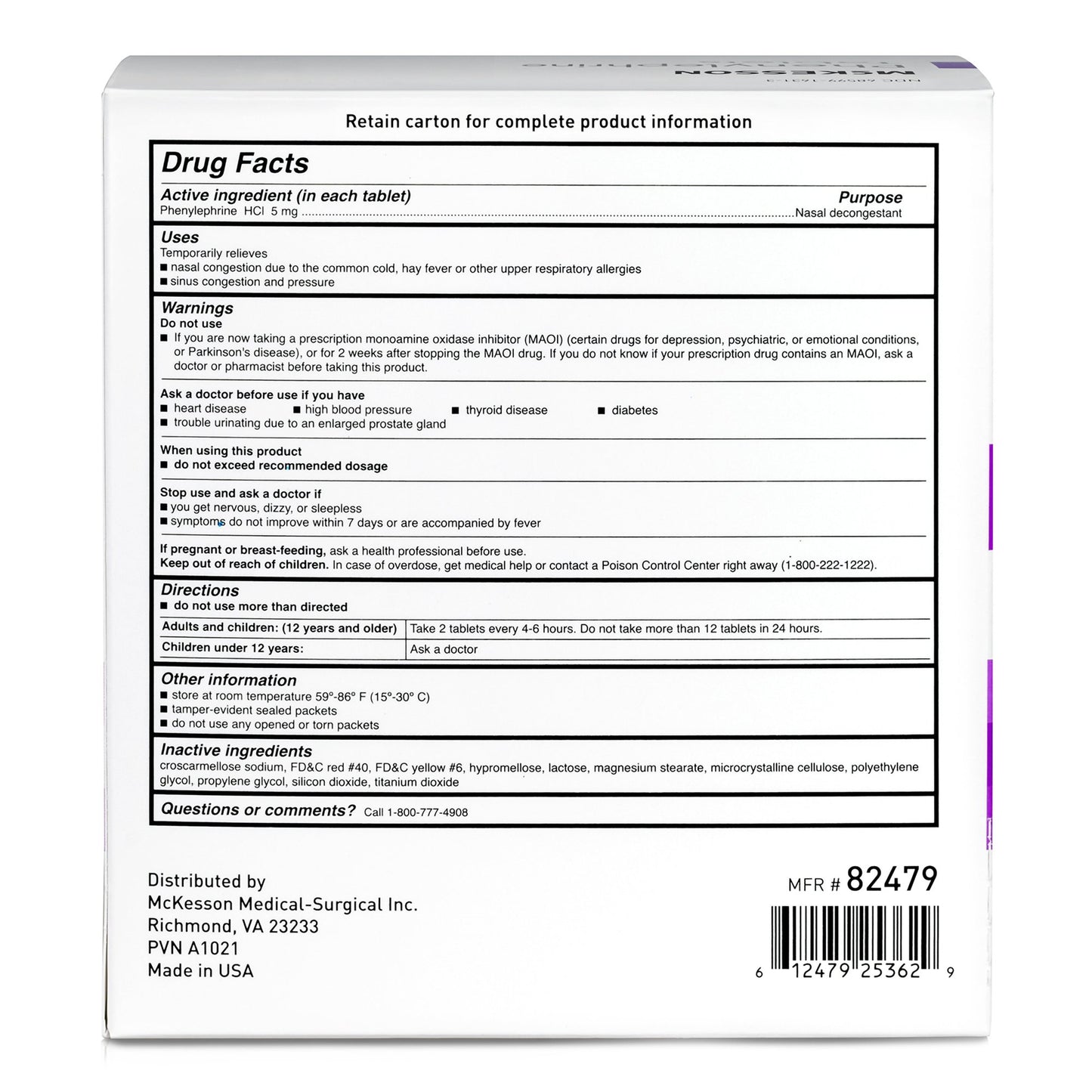 McKesson Phenylephrine Sinus Relief 82479