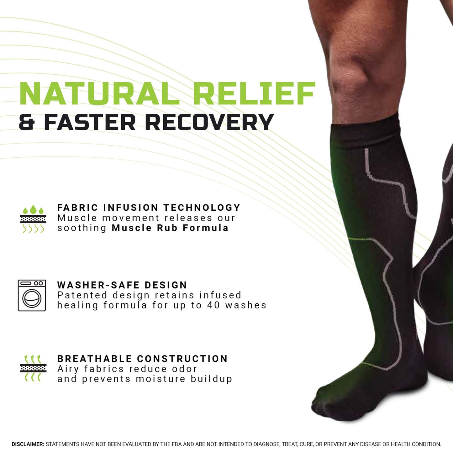 Green Drop™ Compression Socks – Medical-Grade Infused Support, L/XL SOX-1455