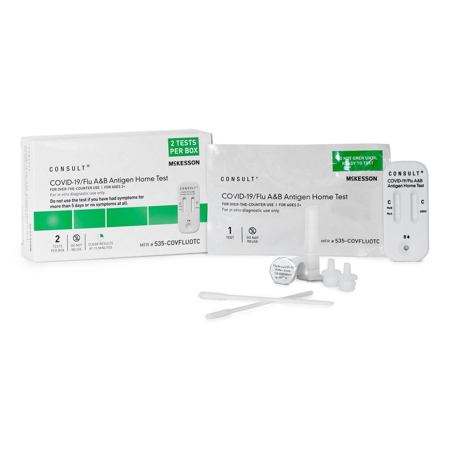 McKesson Consult® COVID-19/Flu A & B Antigen Home Test 535-COVFLUOTC