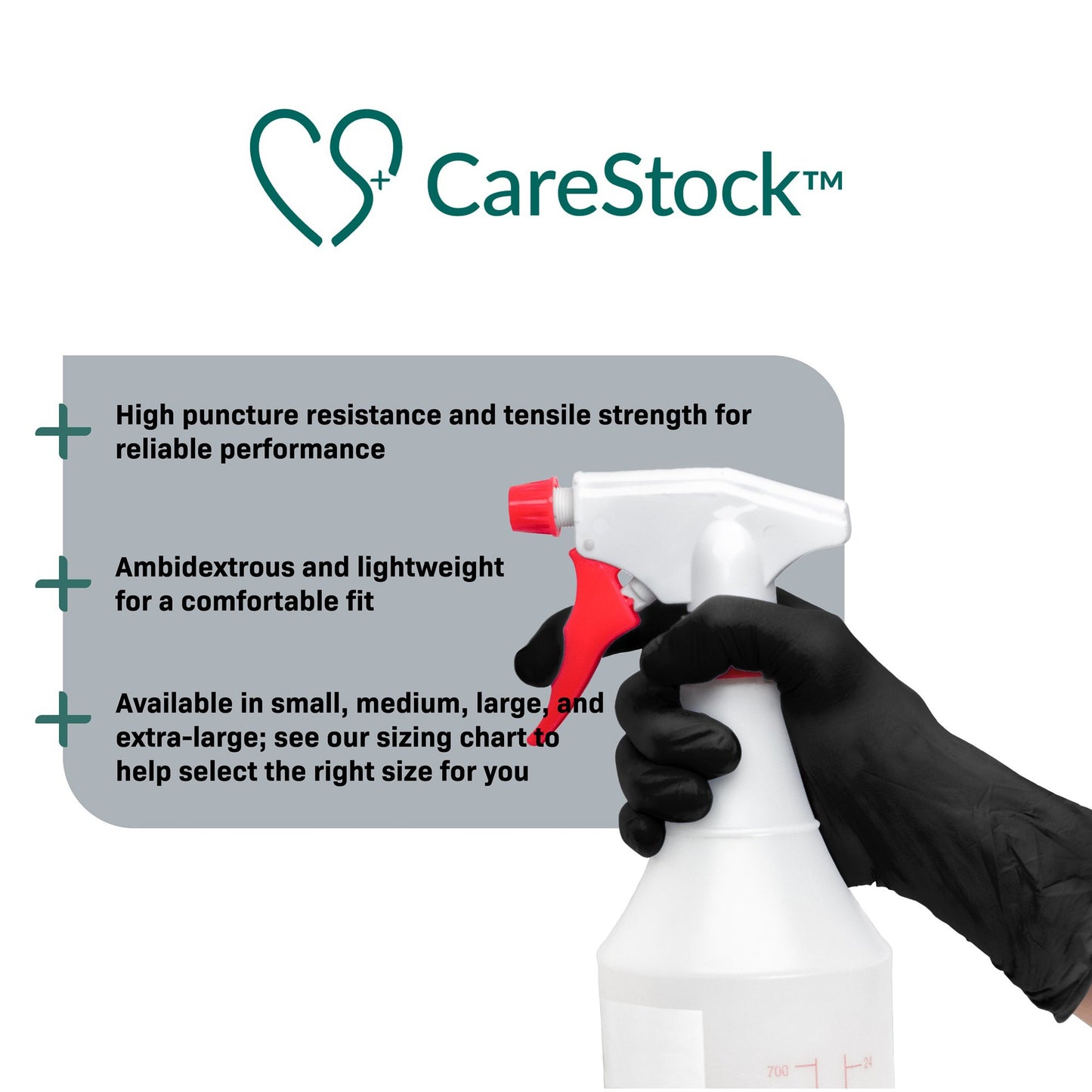 CareStock™ Nitrile Exam Glove, Extra Large, Black CS2778