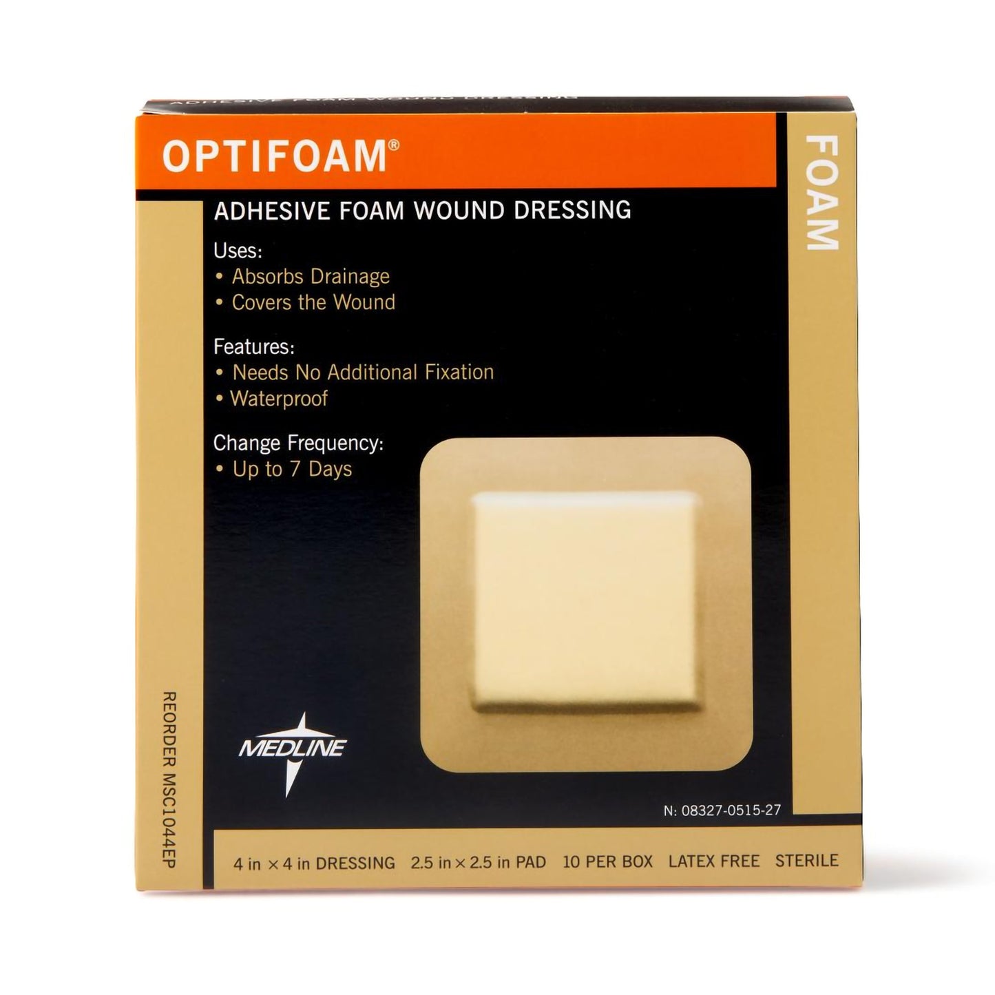 Optifoam® Adhesive with Border Foam Dressing, 4½ x 4½ Inch MSC1044EP