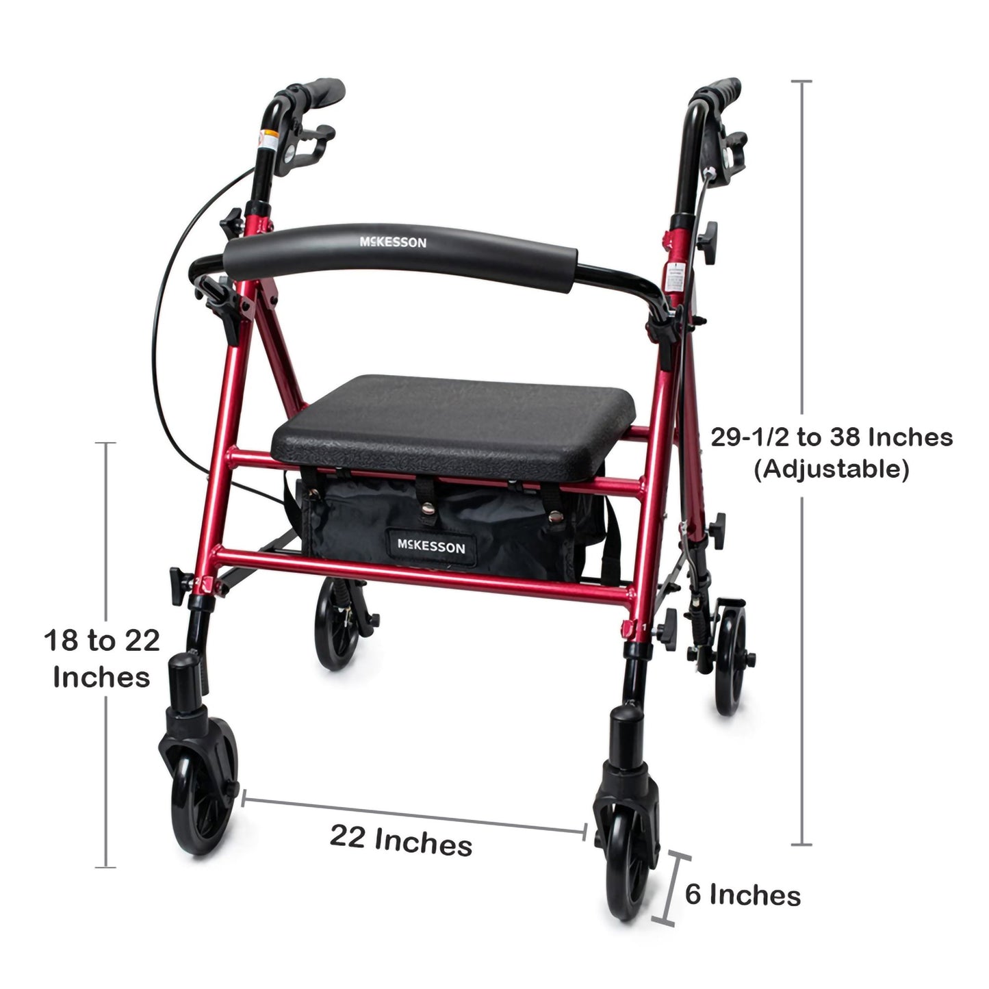 McKesson Four-Wheel Rollator 146-RTL10261RD