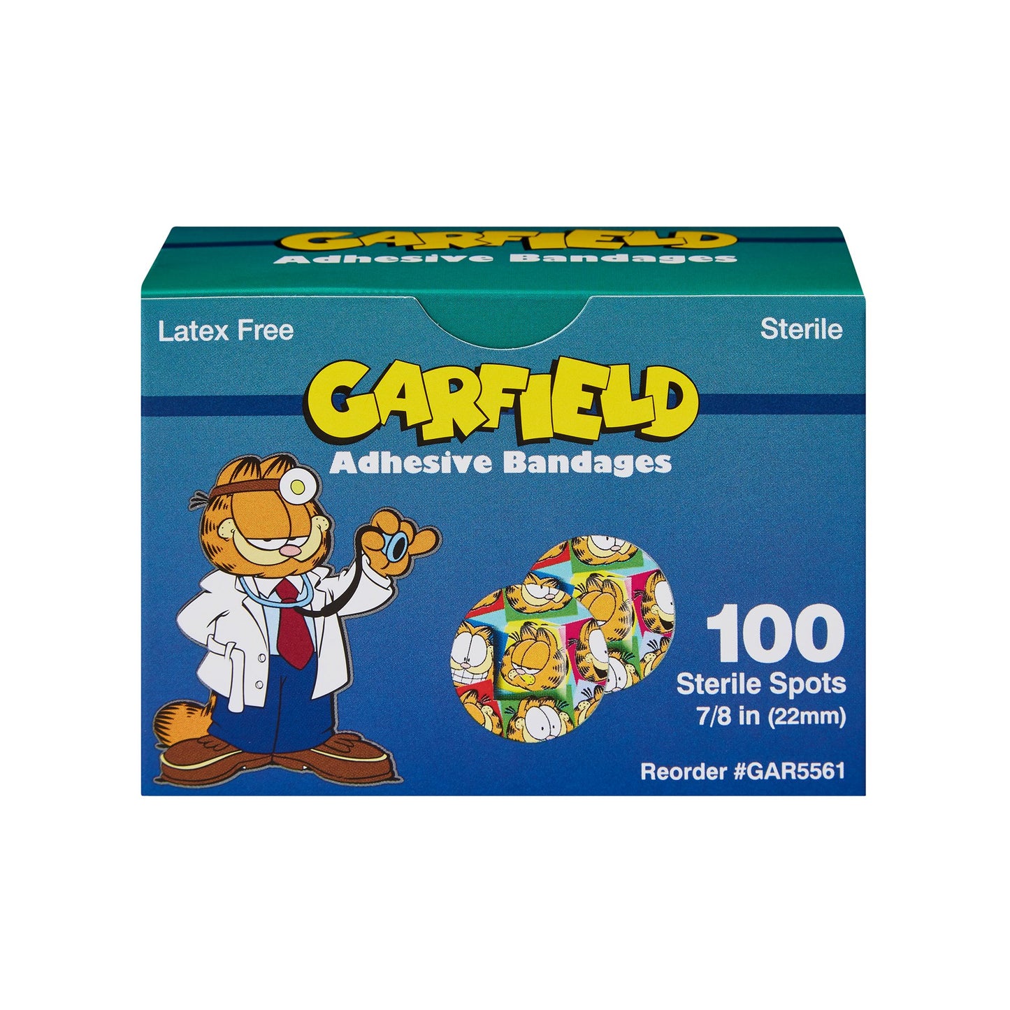 ASO Round Kid Design (Garfield) Adhesive Spot Bandage, 7/8 Inch GAR5561-012-000