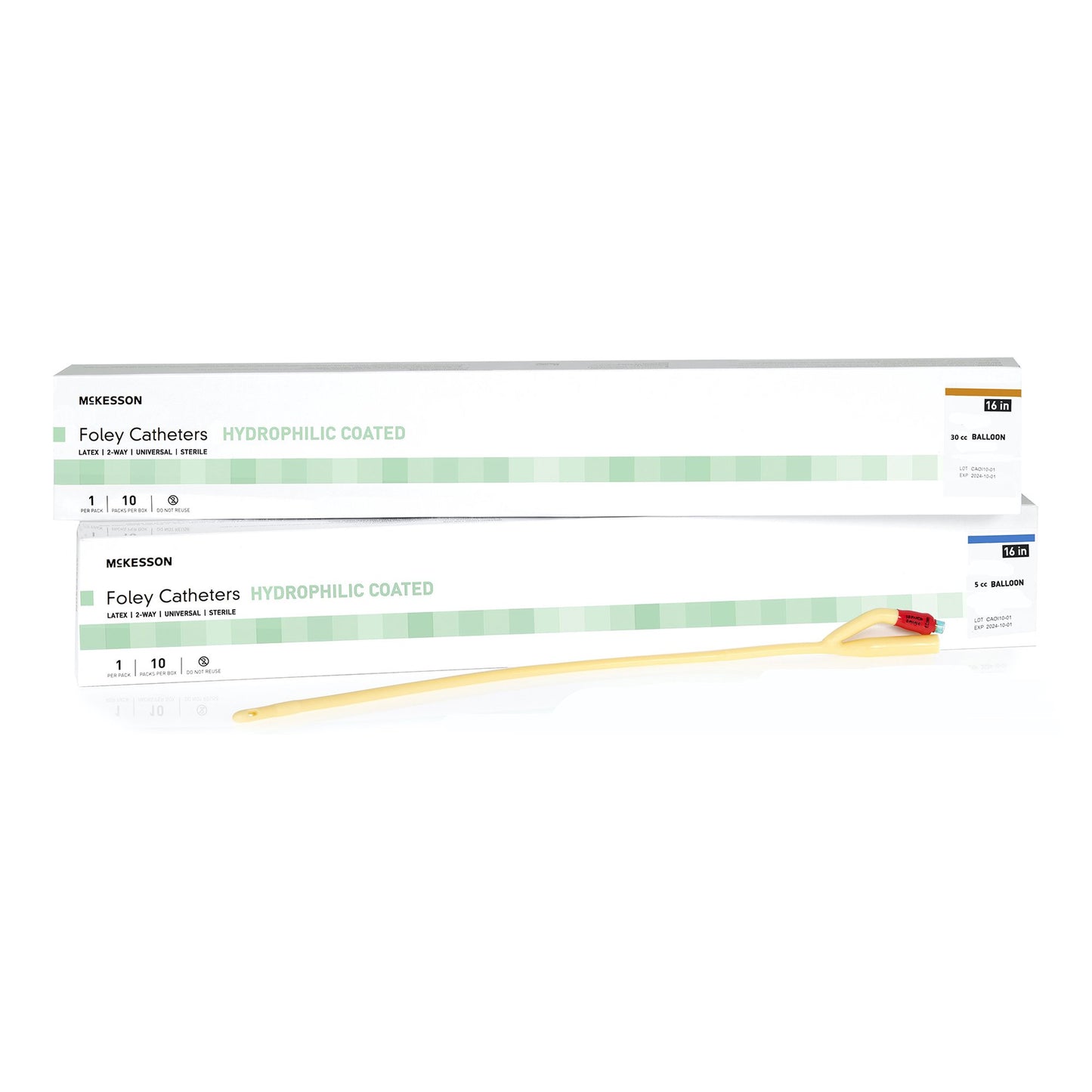 Foley Catheter McKesson 2-Way Coude Tip 30 cc Balloon 18 Fr. Hydrophilic Polymer Coated Latex - 16-LFOL3018C