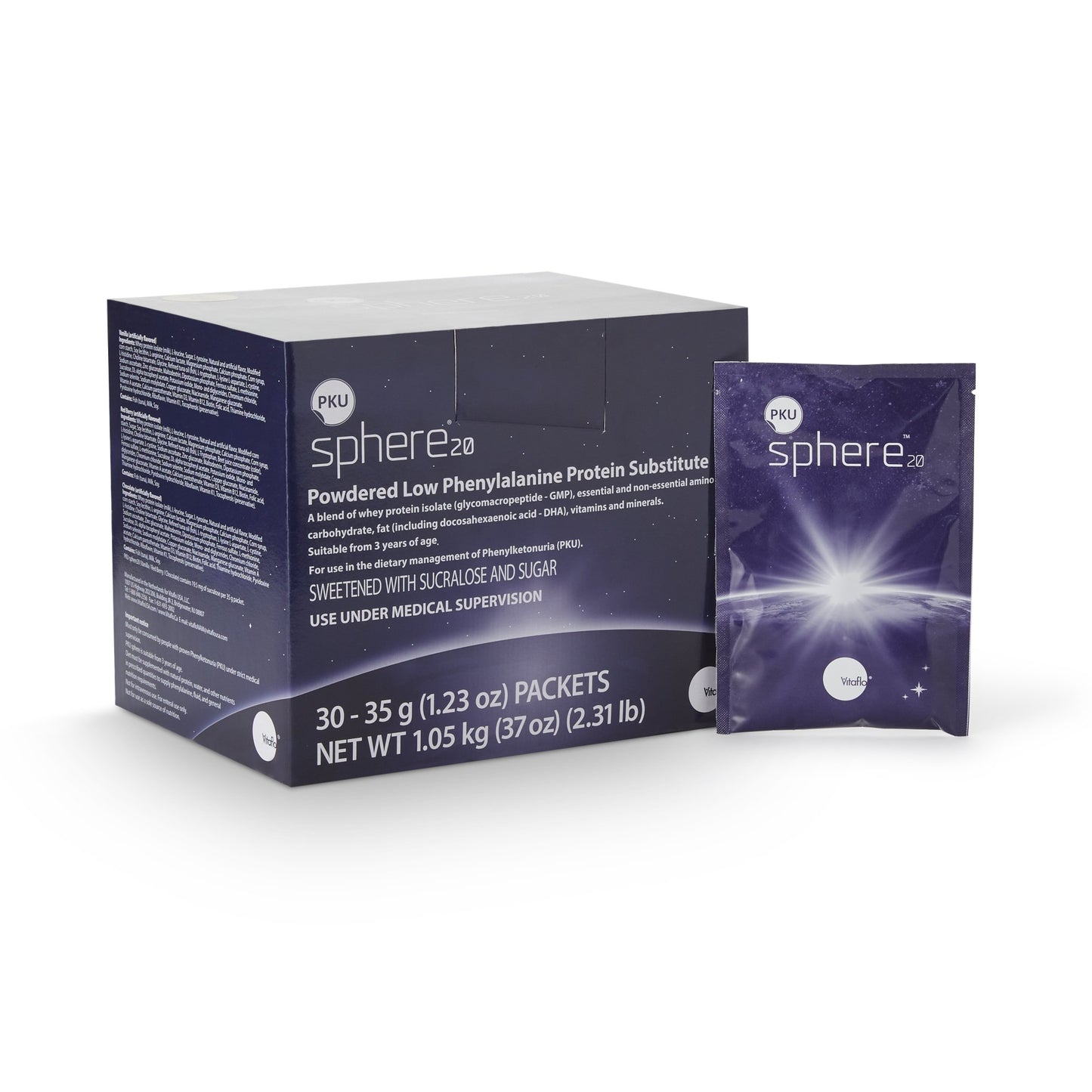 Oral Supplement PKU sphere® 20 Vanilla Flavor Powder 35 Gram Individual Packet - 812539021124