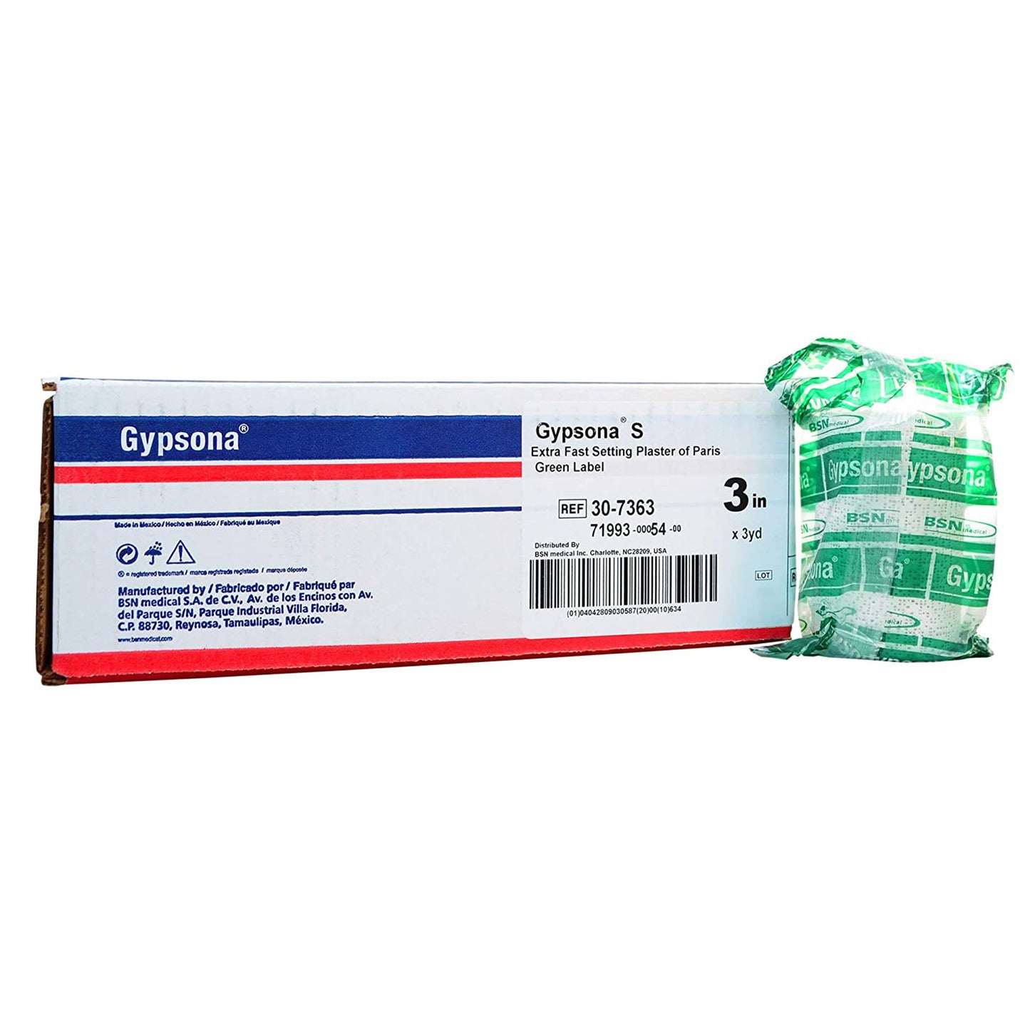 Plaster Bandage Gypsona® S 3 Inch X 9 Foot Plaster of Paris / Plastic White - 30-7363