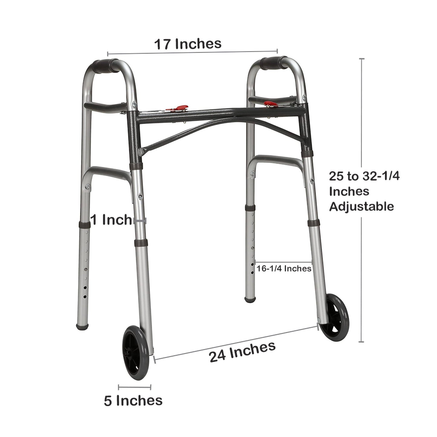 McKesson Junior Aluminum Folding Walker, 25 – 32¼ Inch Height 146-10211-1
