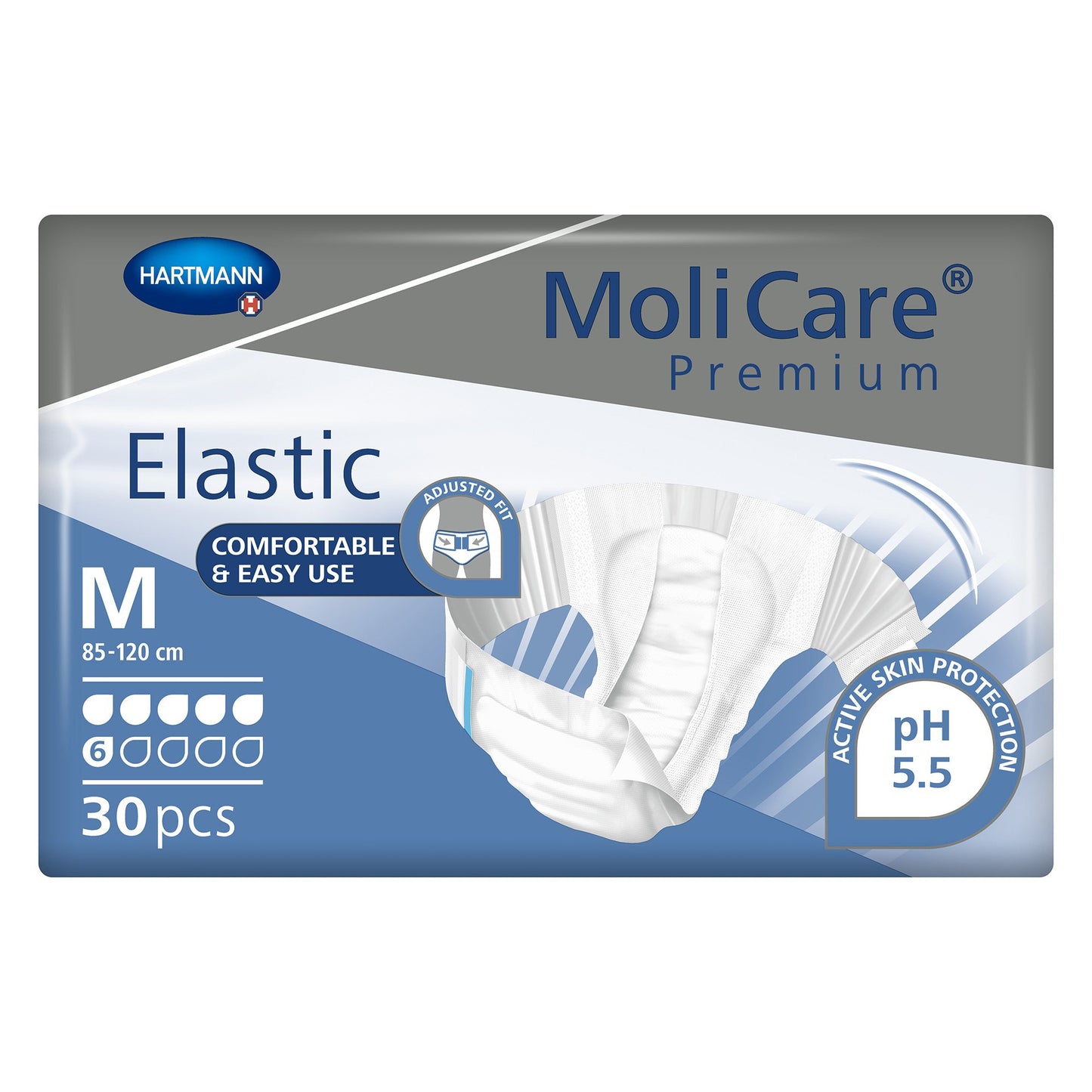 Unisex Adult Incontinence Brief MoliCare® Premium Elastic 6D Medium Disposable Moderate Absorbency - 165272