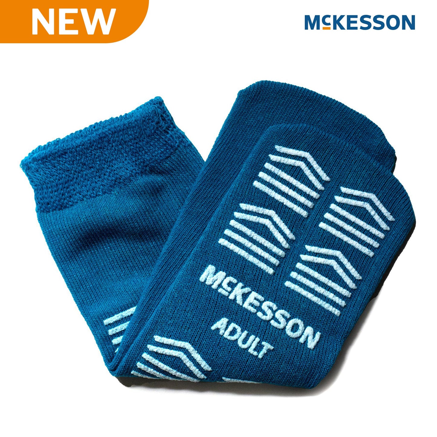 Slipper Socks McKesson Unisex Adult Large Single Tread Single Patient Use Teal 16-A-SCE1