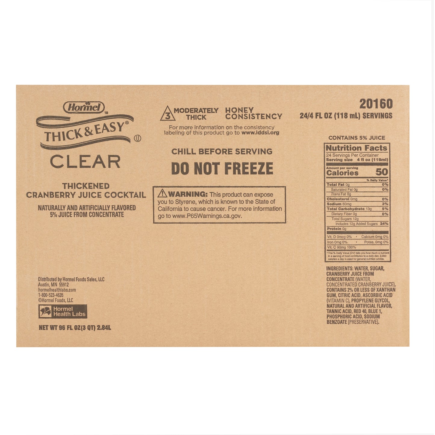 Thick & Easy® Clear Honey Consistency Cranberry Juice Thickened Beverage 20160