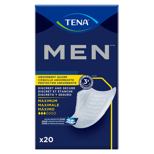 Bladder Control Pad TENA® Men™ Maximum 8 Inch Length Heavy Absorbency Dry-Fast Core™ One Size Fits Most - 50600