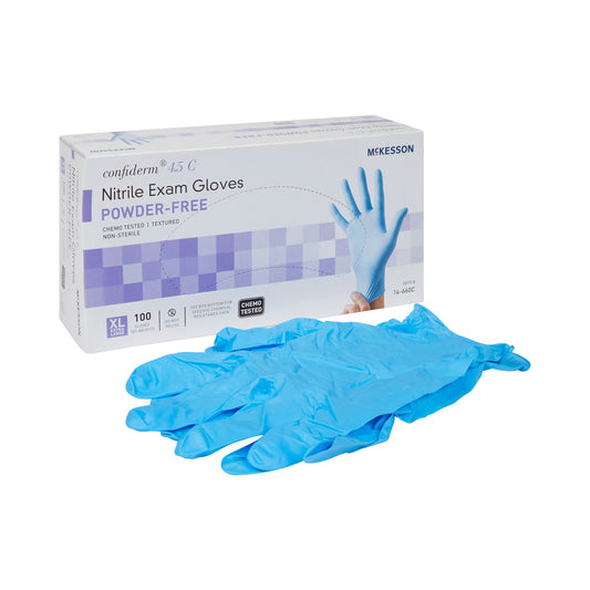 Exam Glove McKesson Confiderm® 4.5C X-Large NonSterile Nitrile Standard Cuff Length Textured Fingertips Blue Chemo Tested - 14-660C