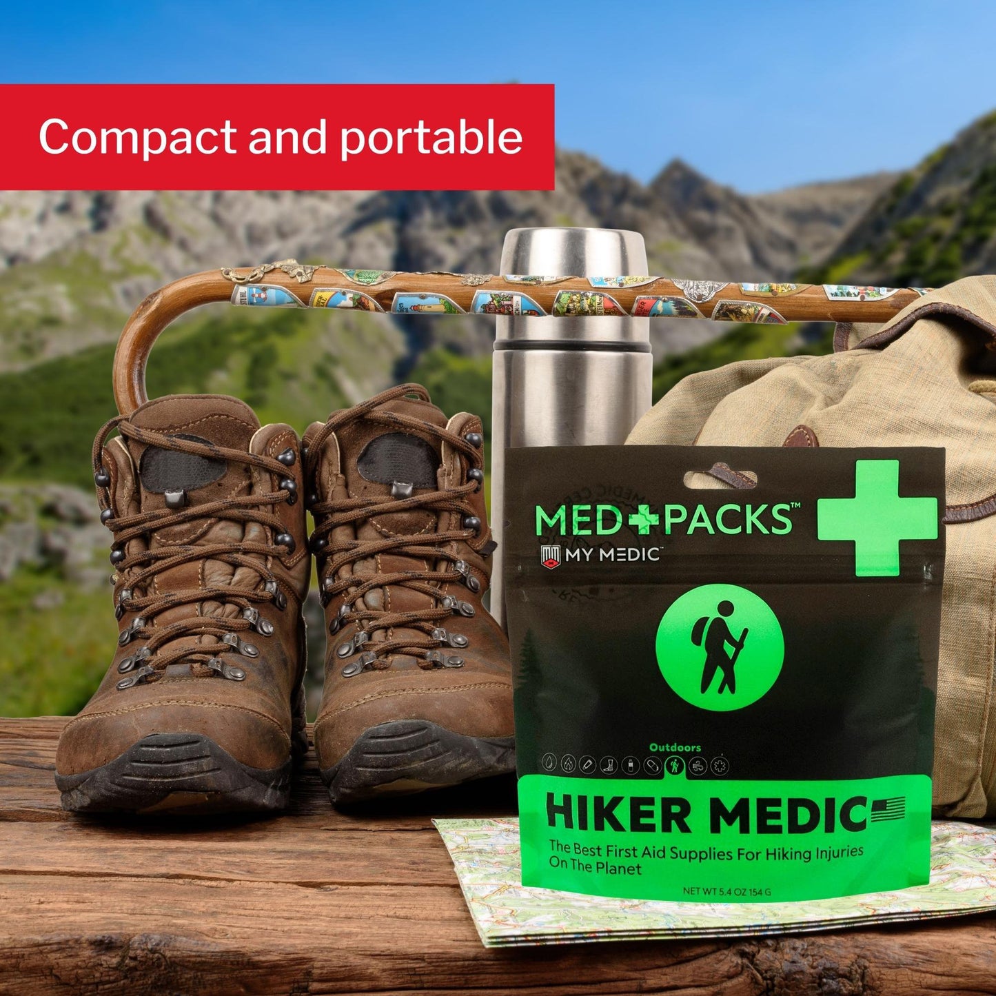 Med Packs™ First Aid Kit for Hikers – Outdoor Injury Supplies in Portable Pouch MM-MED-PACK-HKR-EA-V2