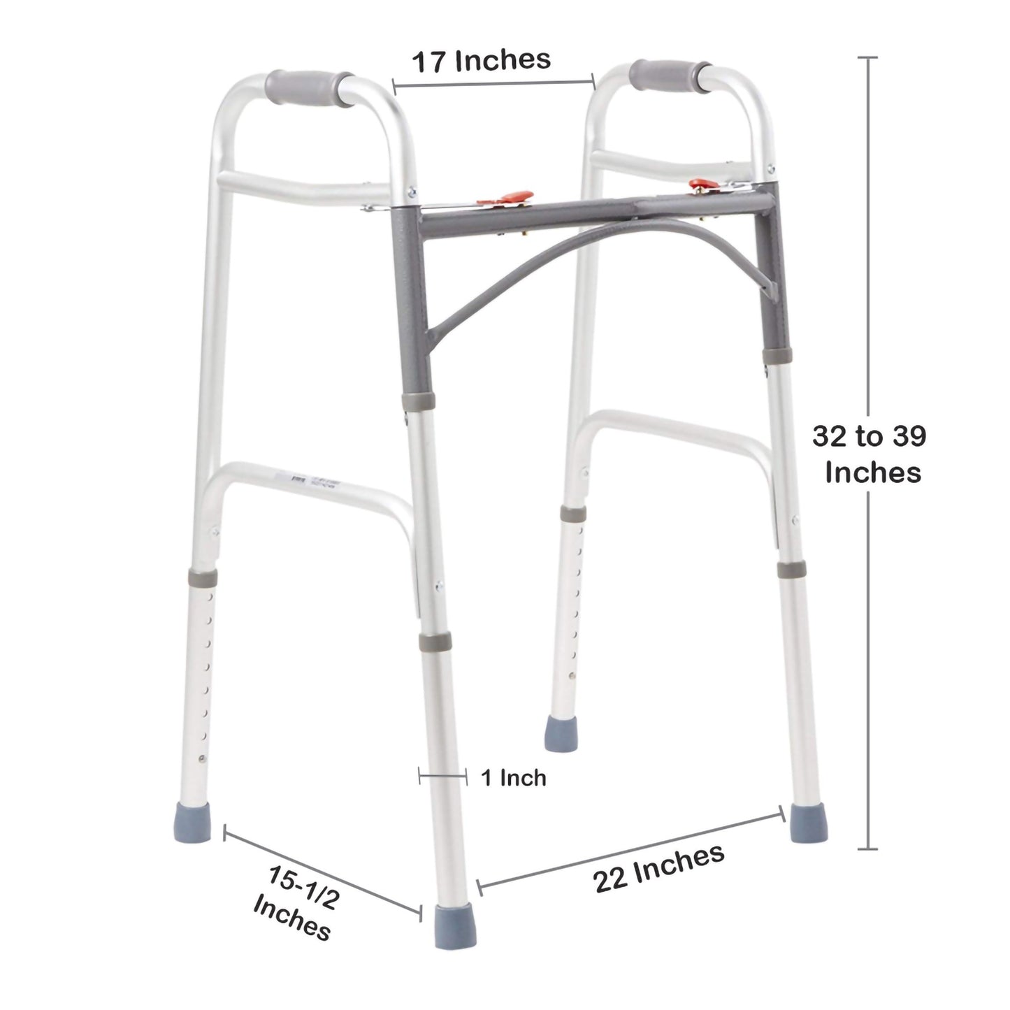 McKesson Aluminum Folding Walker, 32 – 39 Inch Height 146-10200-1