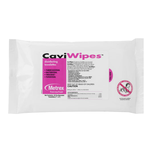 Surface Disinfectant CaviWipes™ Premoistened Alcohol Based Manual Pull Wipe 45 Count Soft Pack Alcohol Scent NonSterile - 13-1224