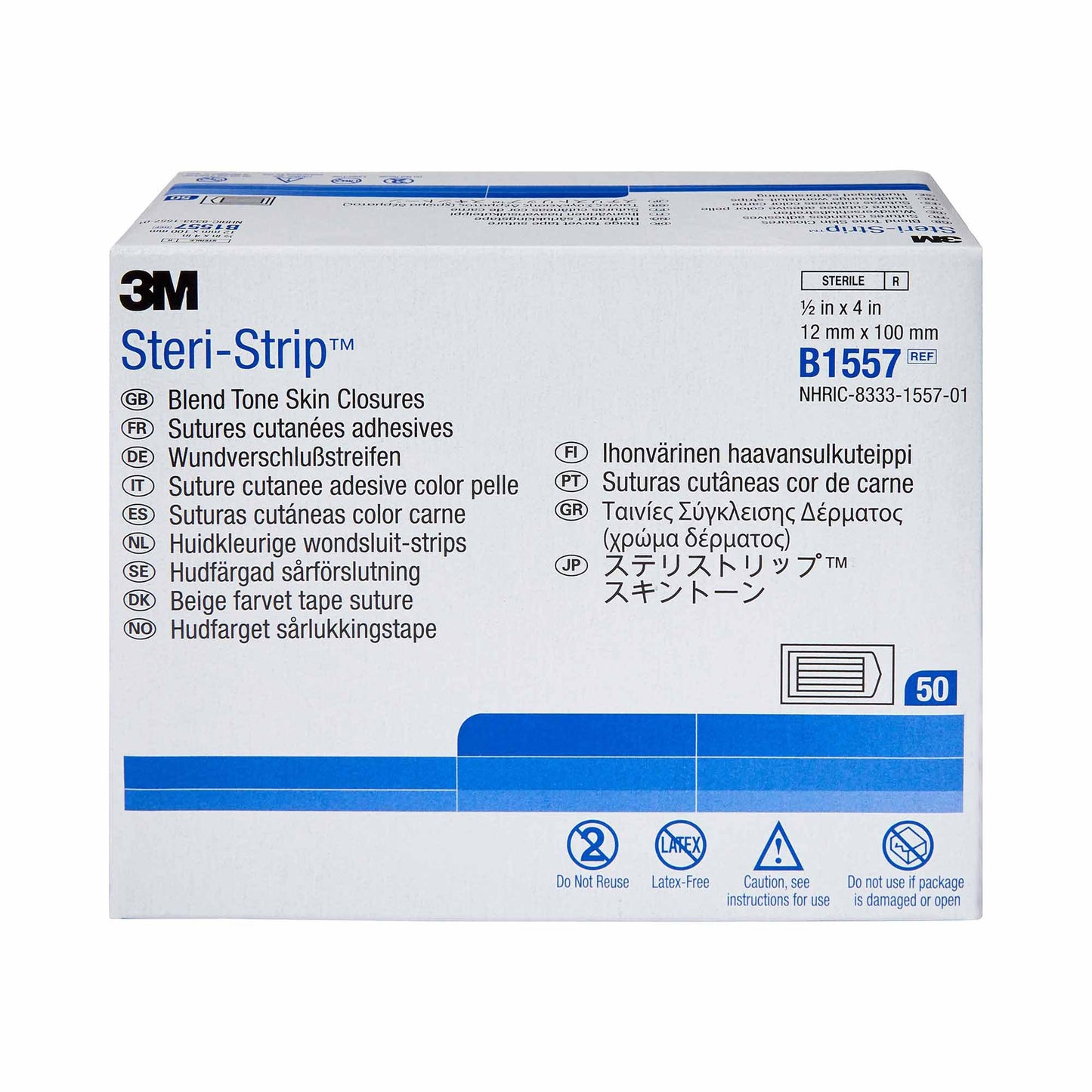 3M Steri-Strip Skin Closure Strips, Sterile, nonwoven B1557