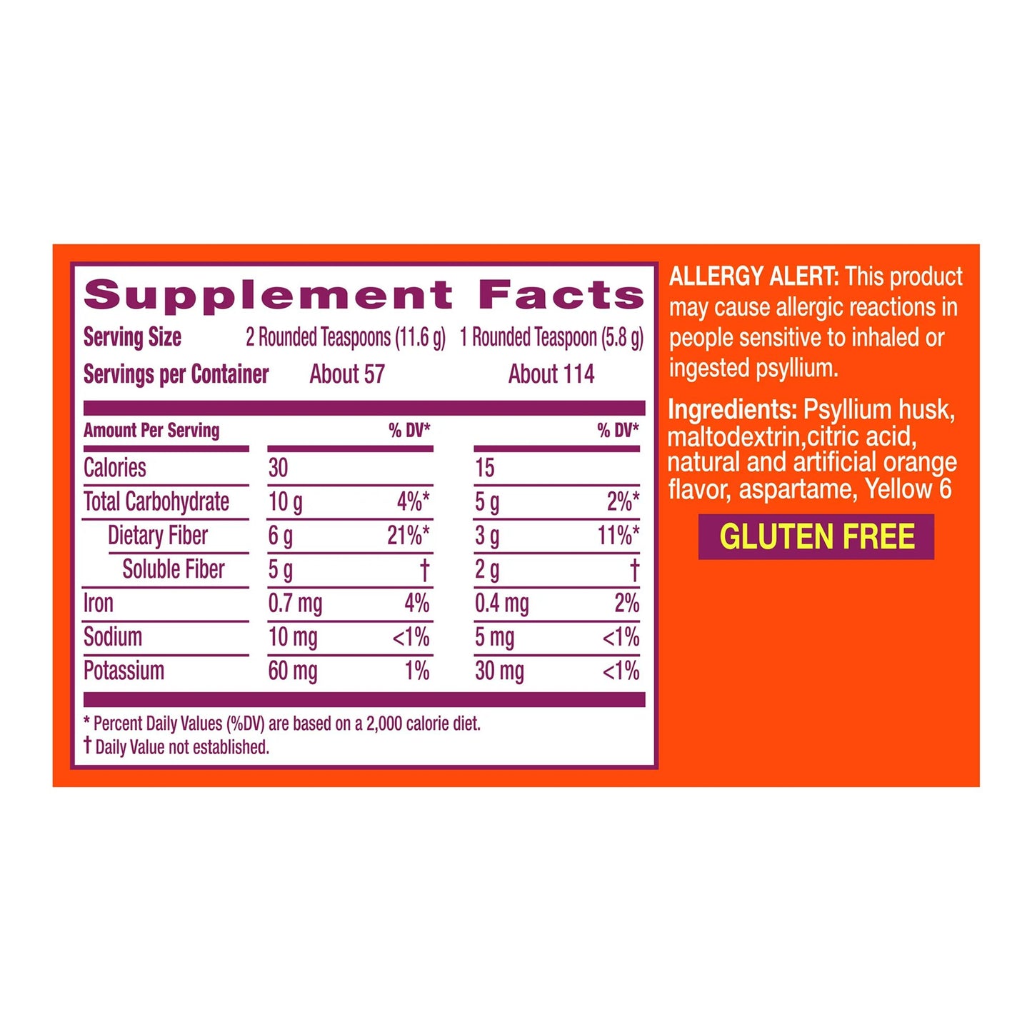 Metamucil® Psyllium Fiber Supplement, Orange Powder 37000002406