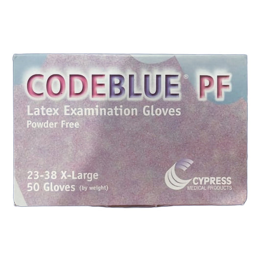 Exam Glove CODEBLUE® PF X-Large NonSterile Latex Extended Cuff Length Fully Textured Blue Not Rated - 23-38