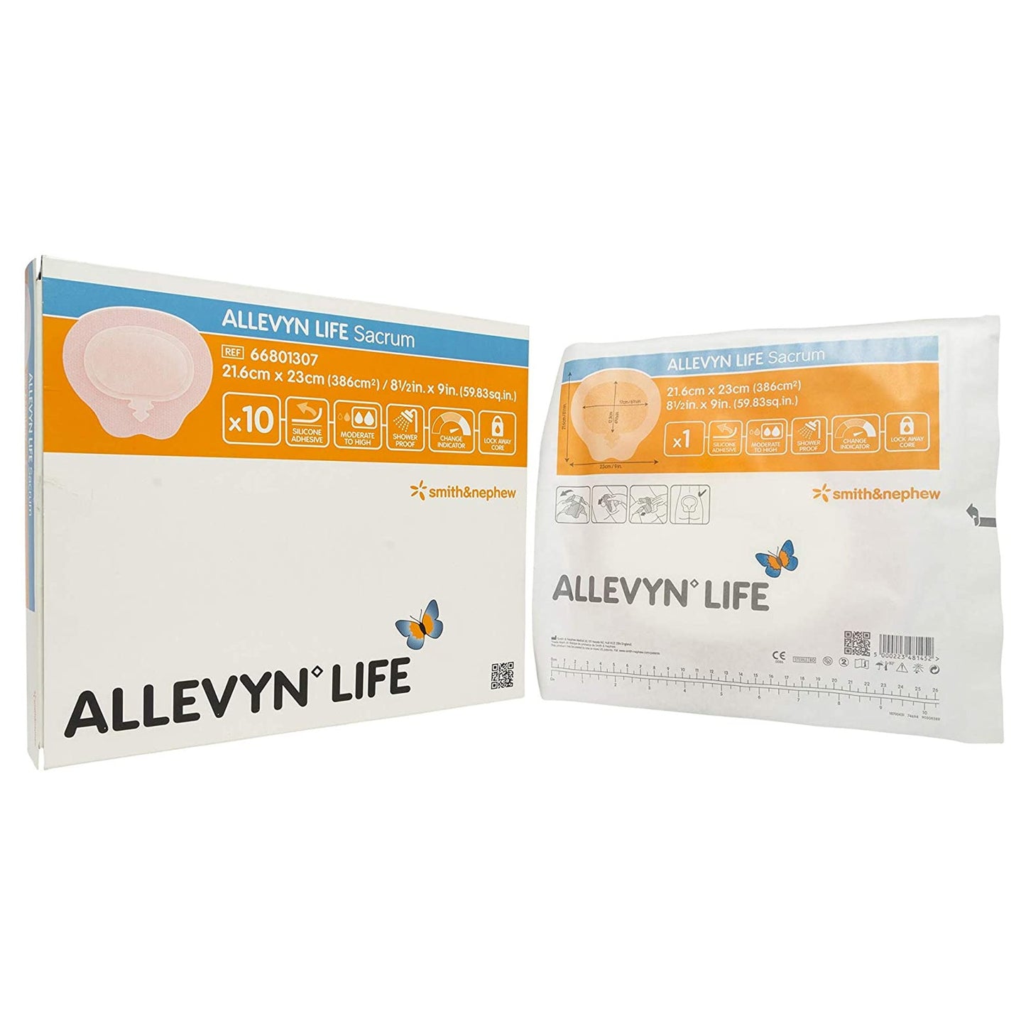 Allevyn Life Silicone Adhesive with Border Silicone Foam Dressing, 8½ x 9 Inch 66801307