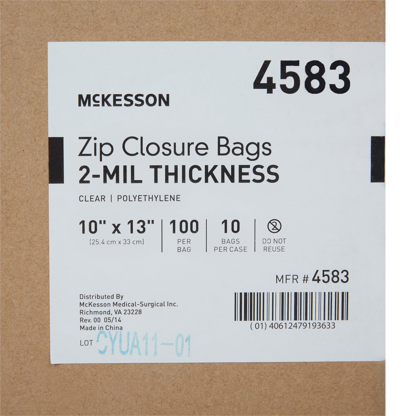 McKesson Zip Closure Bag, 10 X 13 Inches 4583