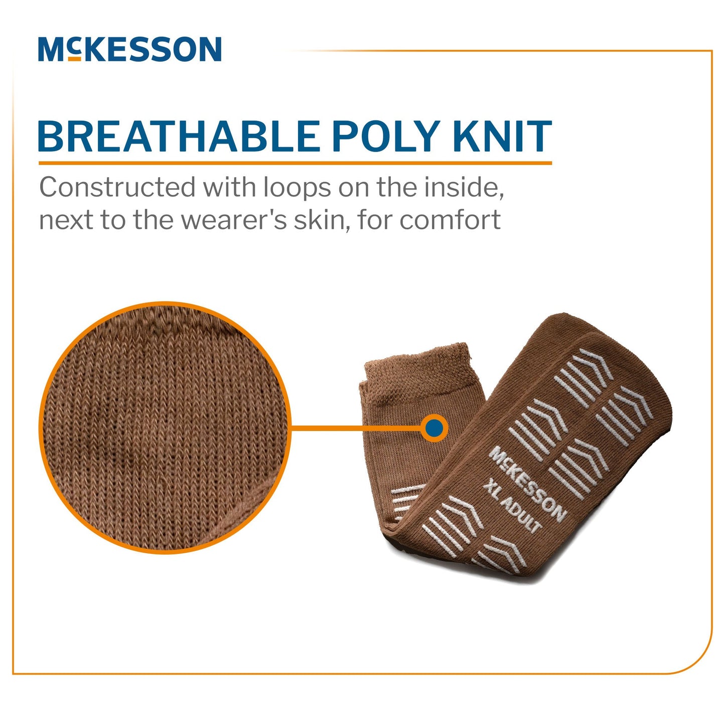 Slipper Socks McKesson Unisex Adult X-Large Single Tread Single Patient Use Tan 16-XL-SCE2