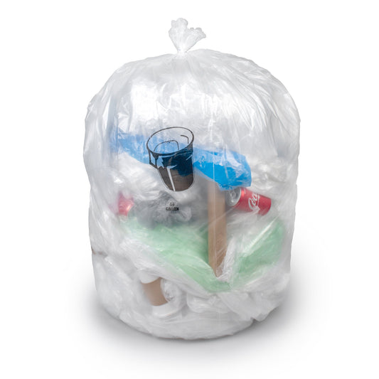 Trash Bag Colonial Bag 55 gal. Clear LLDPE 0.45 mil 36 X 58 Inch X-Seal Bottom Flat Pack - CXC58M