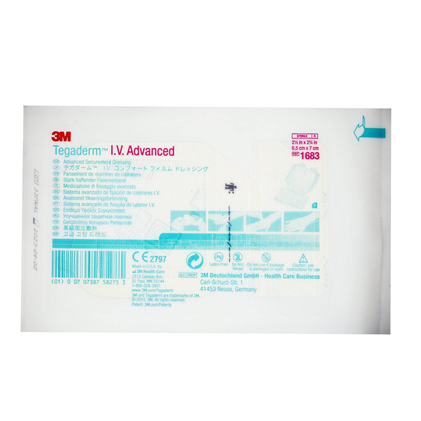 3M™ Tegaderm™ IV Advanced Securement Dressing, 2¾ x 2½ Inch 1683
