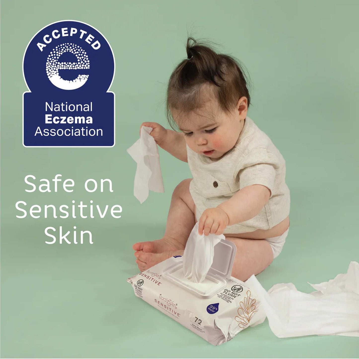 Earth & Eden Sensitive™ Baby Wipes, 6.7 x 7.7 Inch, 72 per Pack 10010218