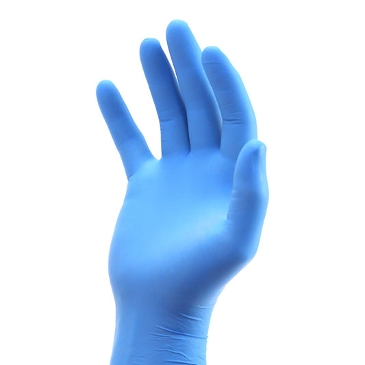 Exam Glove AMSure® Medium NonSterile Nitrile Standard Cuff Length Textured Fingertips Blue Chemo Tested - ASCS35M