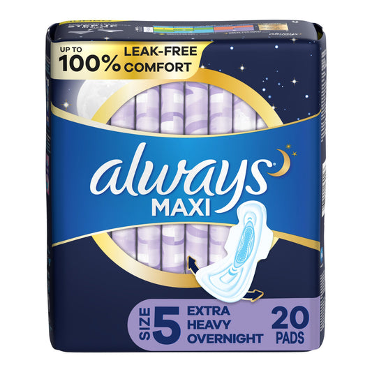Always® Maxi Extra Heavy Overnight Pads with Wings, Size 5 03700017902