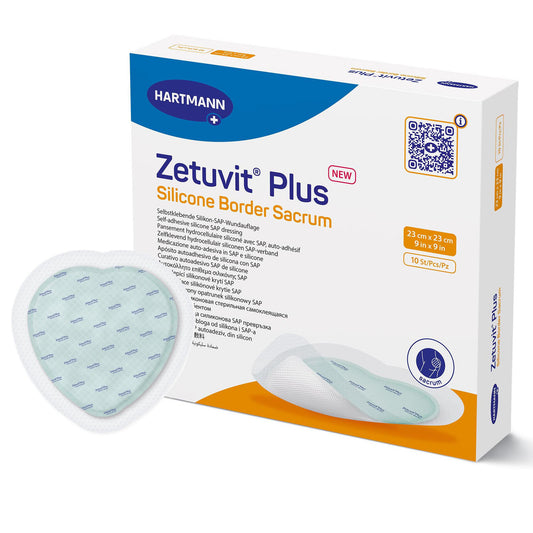 Zetuvit® Plus Silicone Border Super Absorbent Dressing, 9 x 9 Inch Sacral 413907