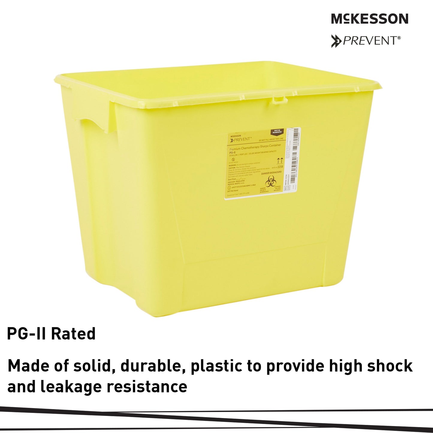 McKesson Prevent® Sharps Container, 8 Gallon, 13-1/2 x 17-3/10 x 13 Inch 2258