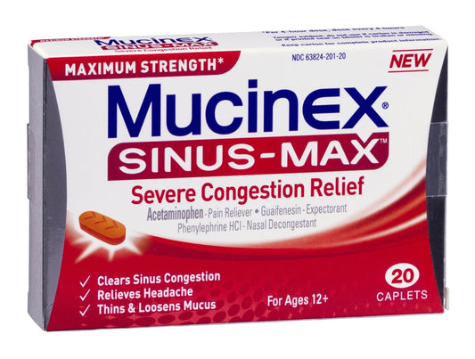 Reckitt Benckiser Mucinex Sinus-Max Severe Congestion & Pain Caplets 36382420120, CT