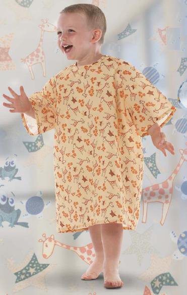 Patient Exam Gown All Stars Small Kid Design (G-Raffe Yellow) Reusable 5501-S