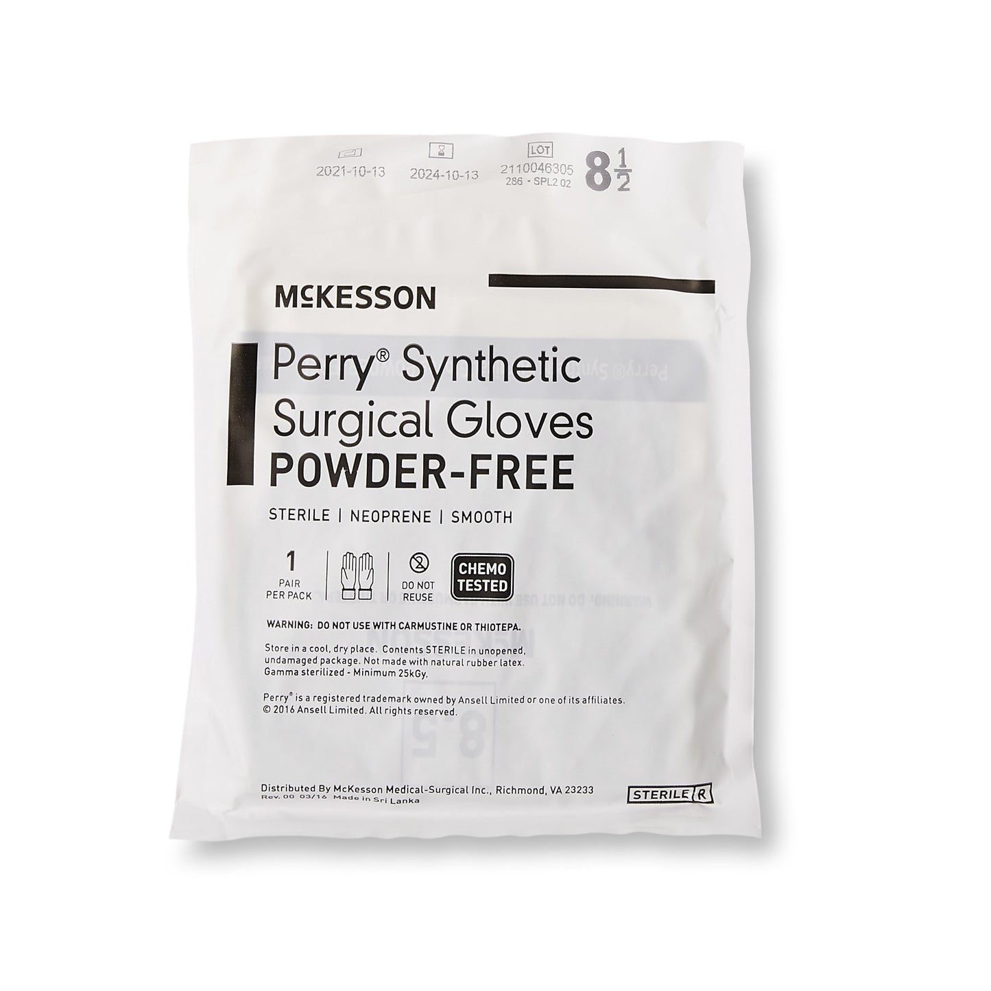 McKesson Perry® Performance Plus Polychloroprene Surgical Glove, Size 8.5, Green 20-2585N