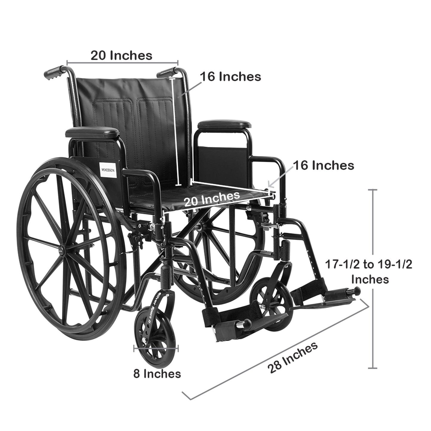 McKesson Wheelchair, 20 Inch Seat Width 146-SSP220DDA-SF