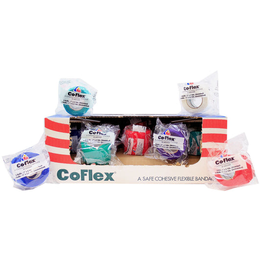 Cohesive Bandage CoFlex® 1 Inch X 5 Yard Self-Adherent Closure Teal / Blue / White / Purple / Red / Green NonSterile 14 lbs. Tensile Strength - 3100RB